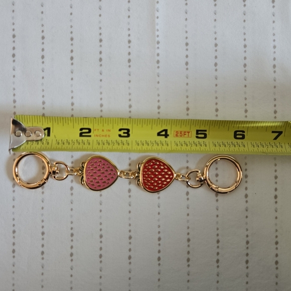 Gold-Plated Strawberry Chain Strap Extender – Bag Charm with 2 Strawberry Decals - Picture 3 of 3